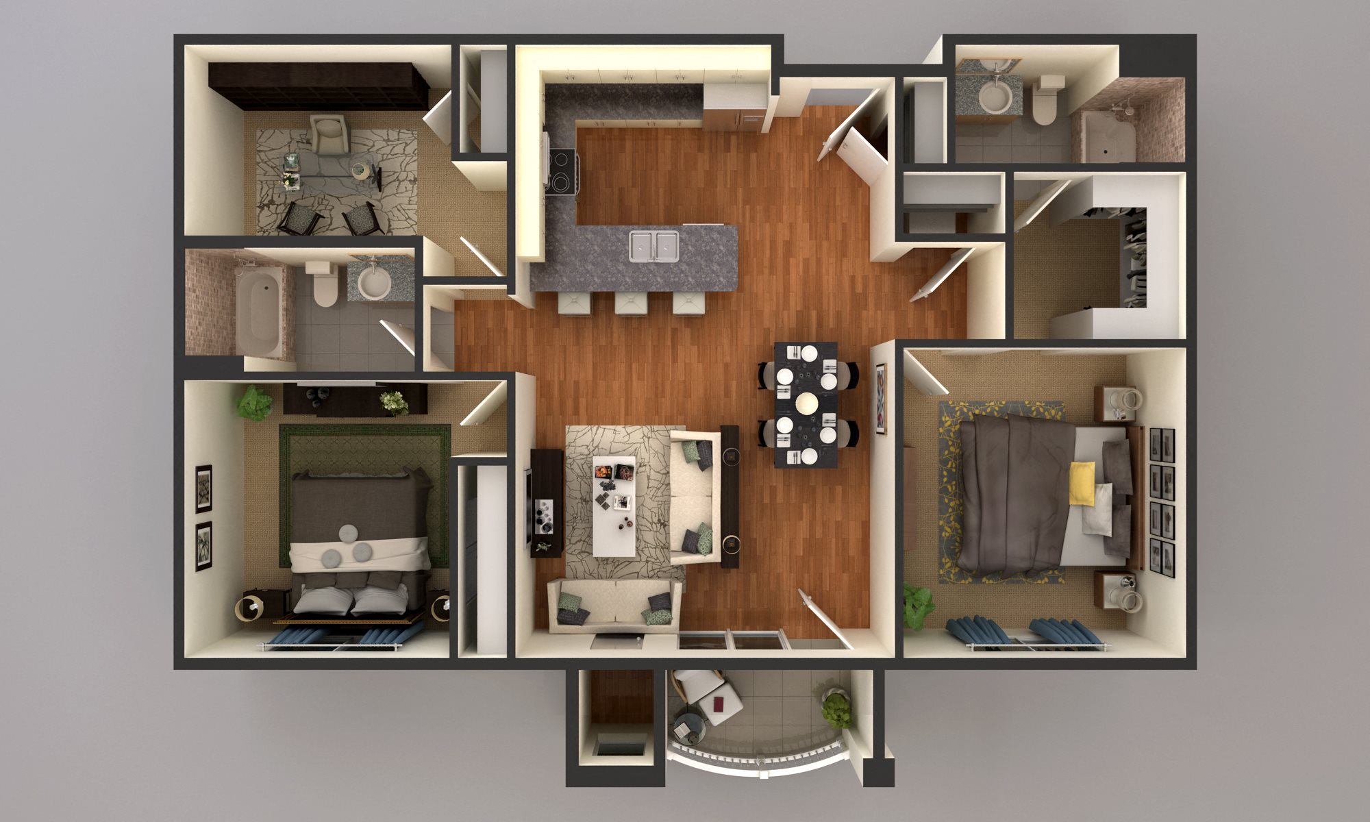 image of 2 bedroom floor plan
